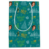 バディ小妖精や小人ティール（緑がかった色）引用文パターン ミディアムペーパーバッグ (正面)