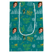 バディ小妖精や小人ティール（緑がかった色）引用文パターン ミディアムペーパーバッグ (裏面)