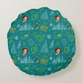 バディ小妖精や小人ティール（緑がかった色）引用文パターン ラウンドクッション (裏面)