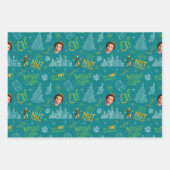 バディ小妖精や小人ティール（緑がかった色）引用文パターン ラッピングペーパーシート (正面3)