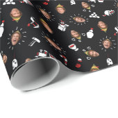 バディ小妖精や小人ブラックドードルパターン ラッピングペーパー (ロールコーナー)