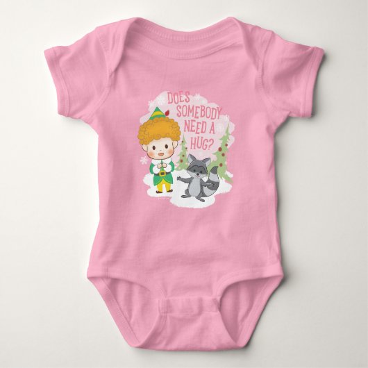 バディ小妖精や小人誰かハグが必要か? ベビーボディスーツ (正面)