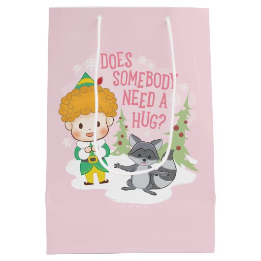 バディ小妖精や小人誰かハグが必要か？ ミディアムペーパーバッグ (裏面)