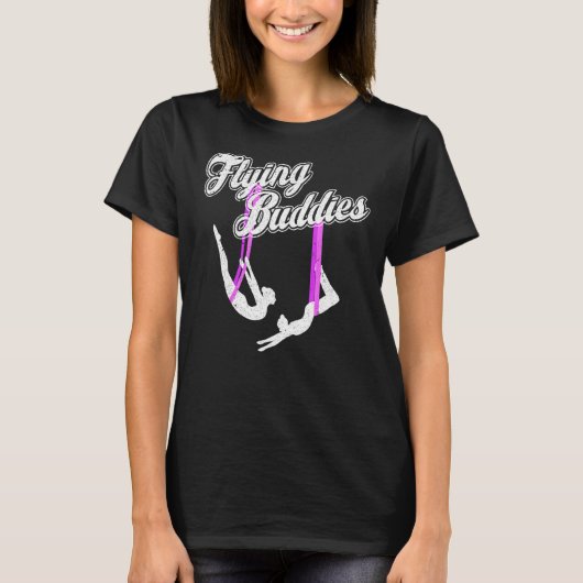 バディ飛んでいるズエアリアルシルクサーカスヨガ Tシャツ (正面)