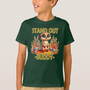 バディ・プンを目立たせる。キュートなサーケートメルカットの漫画 Tシャツ