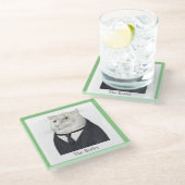 バトラーキャットグラス飲料コースター+文字 ガラスコースター (アングル)