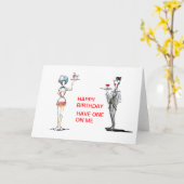 バトラー&ウェイトレス/ドリンクズ誕生日カード カード (黄色い花)