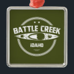 バトルクリークワイルドアンドシーニックリバーアイダホカヤック メタルオーナメント<br><div class="desc">Battle Creek in Soutwest Idahoはオワイヒ川の67マイルの支流である。アイダホ州リドルの西のオワイヒ川に出会うために、オワイヒ砂漠を通って一般的に南の方向に流れる。</div>