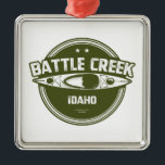 バトルクリークワイルドアンドシーニックリバーアイダホカヤック メタルオーナメント<br><div class="desc">Battle Creek in Soutwest Idahoはオワイヒ川の67マイルの支流である。アイダホ州リドルの西のオワイヒ川に出会うために、オワイヒ砂漠を通って一般的に南の方向に流れる。</div>