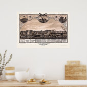 バトルクリークMIパノラママップ – 1869 ポスター (キッチン)