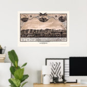 バトルクリークMIパノラママップ – 1869 ポスター (ホームオフィス)