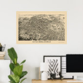 バトルクリークMIパノラママップ – 1880s ポスター (ホームオフィス)