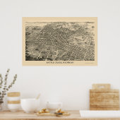 バトルクリークMIパノラママップ – 1880s ポスター (キッチン)