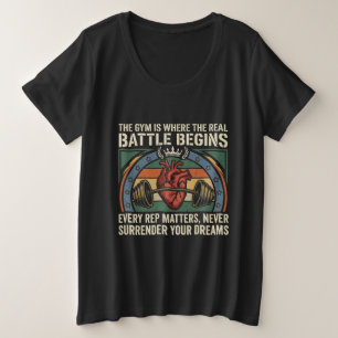 バトルビギンズ トレーニングモチベーション ビンテージ フィットネス プラスサイズTシャツ