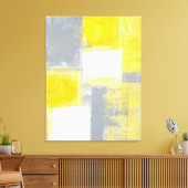 「バトルフィールド」グレーと黄色の抽象芸術アート キャンバスプリント (インサイチュ (リビング))
