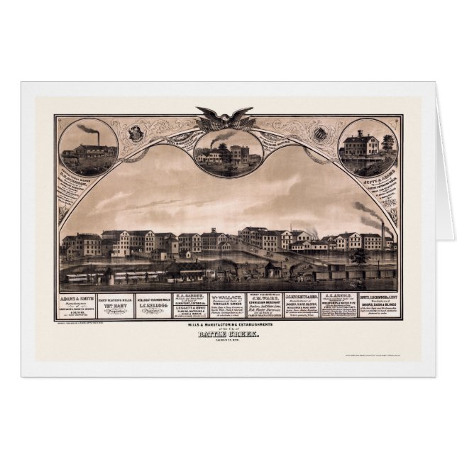 バトル・クリークのMIのパノラマ式の地図- 1869年 (正面横)