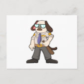 バトンとサングラスを持つ警察官としての犬 ポストカード (正面)