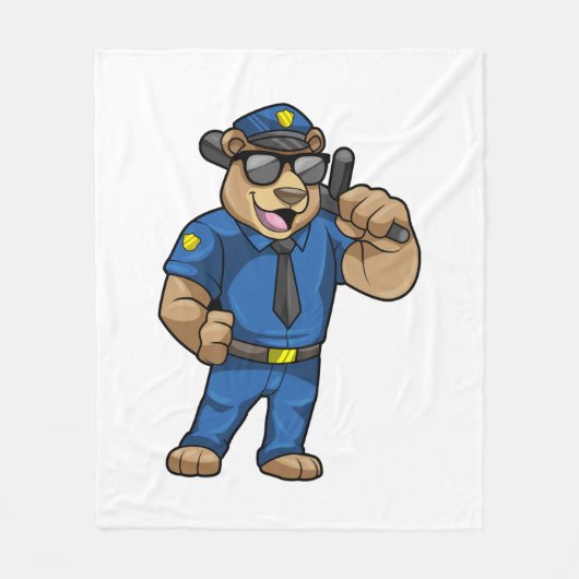 バトンと共に警察官として働く フリースブランケット (正面)