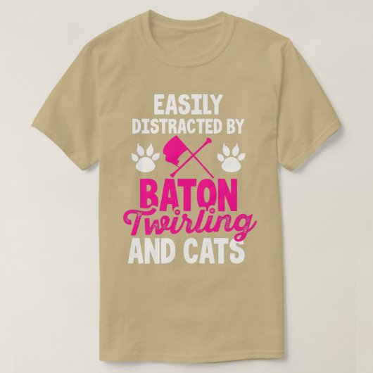 バトンの回転や猫に気を取られやすい Tシャツ (デザイン正面)