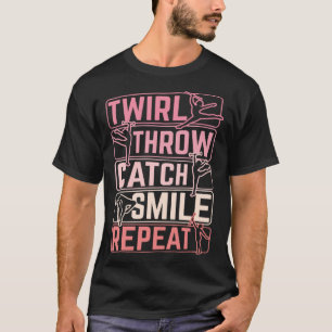 バトントワラー メジャレット スピン 投げる キャッチ 微笑み バトンT Tシャツ