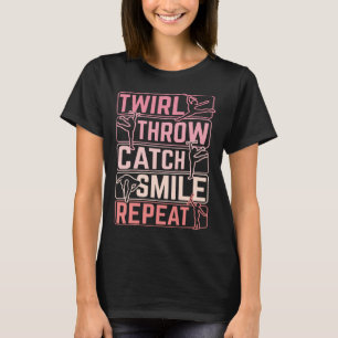 バトントワラー メジャレット トワリング 投げる キャッチ 微笑み バトン T Tシャツ
