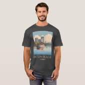 バトンルージュのヴィンテージイラストレーション Tシャツ (正面フル)