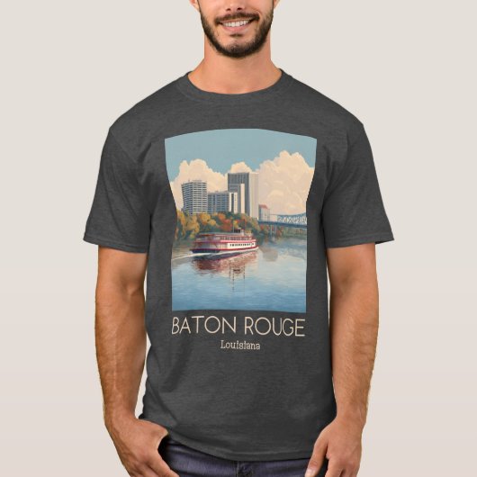 バトンルージュのヴィンテージイラストレーション Tシャツ (正面)