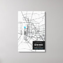 バトンルージュの地図+場所をマークCanvas Pri