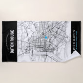 バトンルージュシティマップ+あなたのカスタム場所 ビーチタオル (正面)