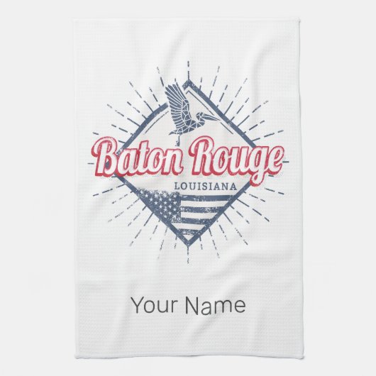 バトンルージュシティルイジアナ統一された州USA キッチンタオル (縦)