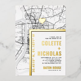 バトンルージュラブロケーター |シティテーマ結婚の 箔招待状