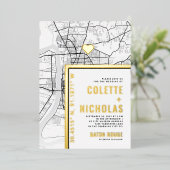 バトンルージュラブロケーター |シティテーマ結婚の 箔招待状 (立ち正面)