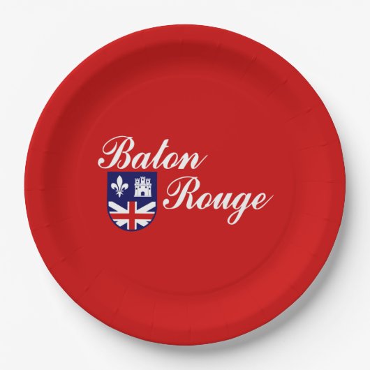 バトンルージュ国旗（ルイジアナ） ペーパープレート (正面)