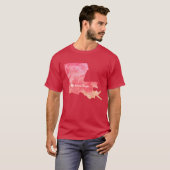 バトンルージュ州USAマップ水彩ブルーバトンロ Tシャツ (正面フル)