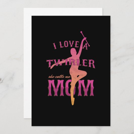 バトン誇りを持ったトワイラーママMajorette Mother I Love A 招待状 (正面/裏面)