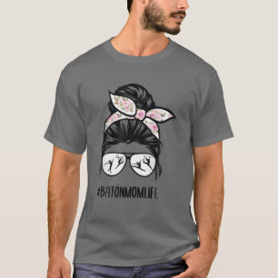 バトン・トワイラー・マム・ライフ・メッシー・バン・ヘアグラス・フロ Tシャツ