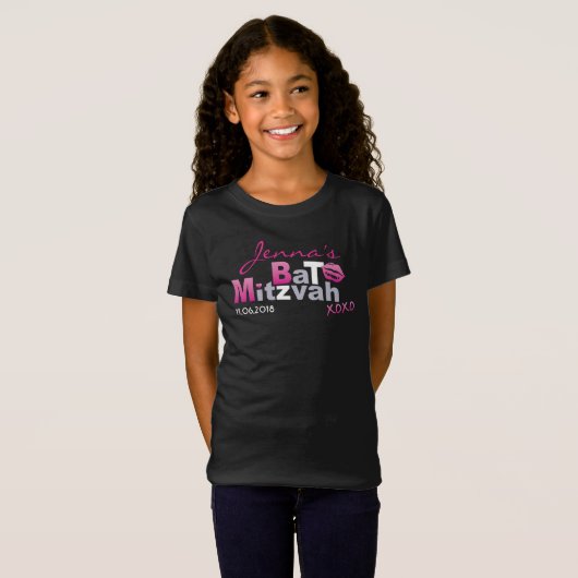バト・ミツヴァ Tシャツ LOVE & KISSES (正面フル)