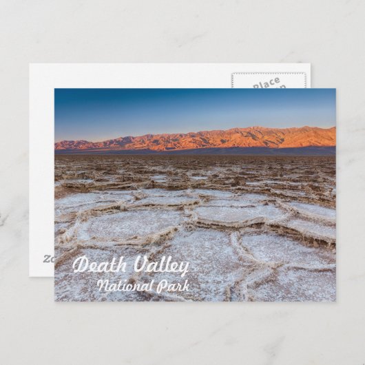 バドウォーター塩フラットサンライズのデスバレー ポストカード (正面/裏面)