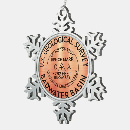 バドウォーター流域死バレーナショナルパークベンチ スノーフレークピューターオーナメント (右)