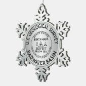 バドウォーター流域死バレーベンチマークUSGS スノーフレークピューターオーナメント (右)
