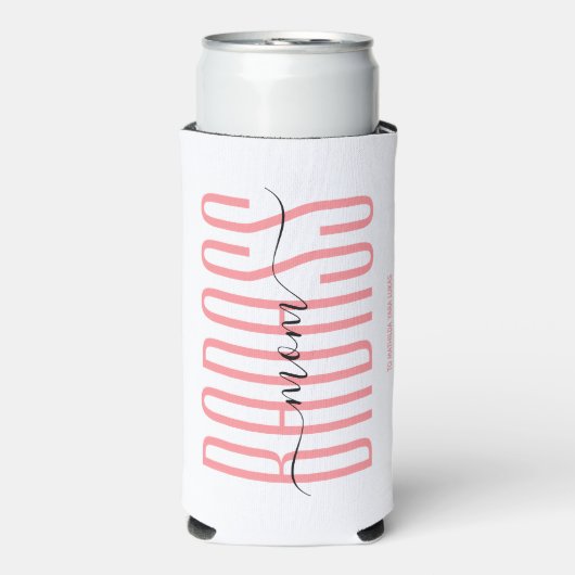 バドクールス母の強い母のマ独身のースクリプトピンク スリム缶クーラー (Seltzer正面)