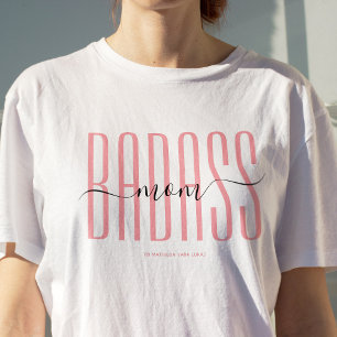 バドクールス母の強い母のマ独身のースクリプトピンク Tシャツ
