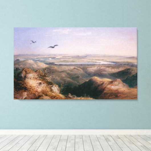 バドマーによるイエローストーンとミズーリの接合 キャンバスプリント (インサイチュ (ウッドフロア))