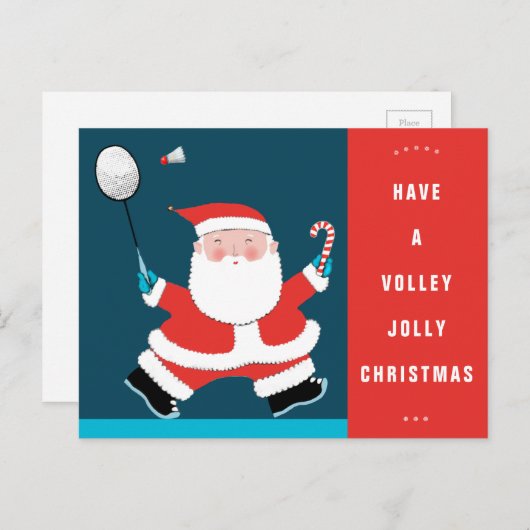 バドミントンおもしろいクリスマスポストカード シーズンポストカード (正面/裏面)