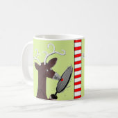 バドミントンおもしろいクリスマス コーヒーマグカップ (正面左)