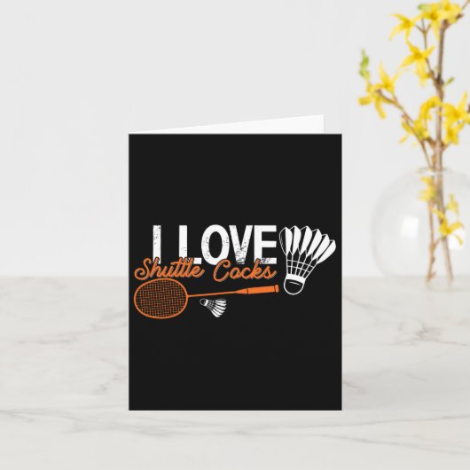 バドミントンおもしろいユーモアのスマッシュシャトルバーディスポーツ2 カード (黄色い花)