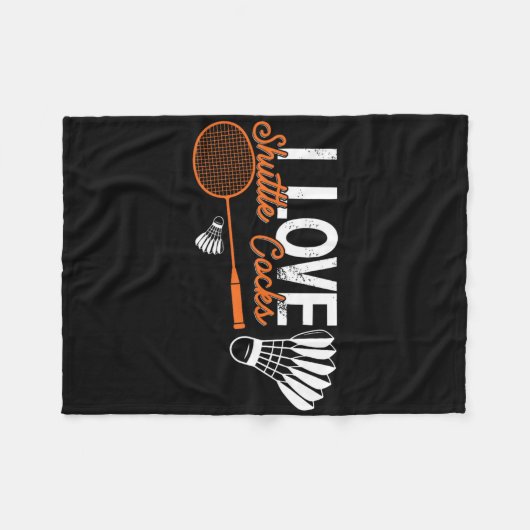 バドミントンおもしろいユーモアのスマッシュシャトルバーディスポーツ2 フリースブランケット (正面(横))