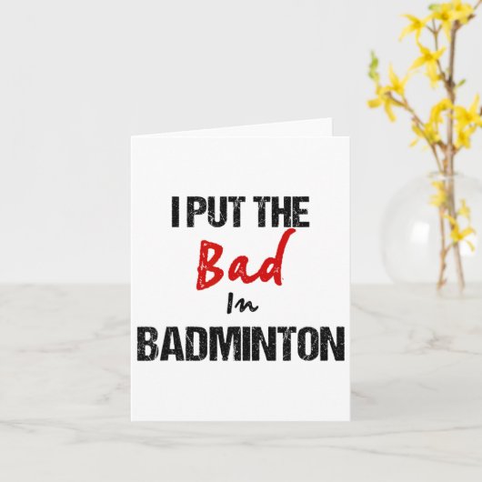 バドミントンおもしろいラケットスポーツ私はバドミントに悪い入れ カード (黄色い花)