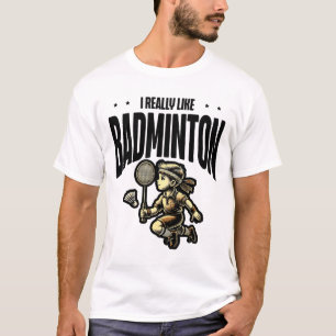 バドミントンおもしろいラケットラケットデザイン Tシャツ
