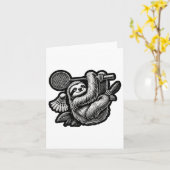 バドミントンおもしろい選手ラブシャトルデザイン_7 カード (黄色い花)